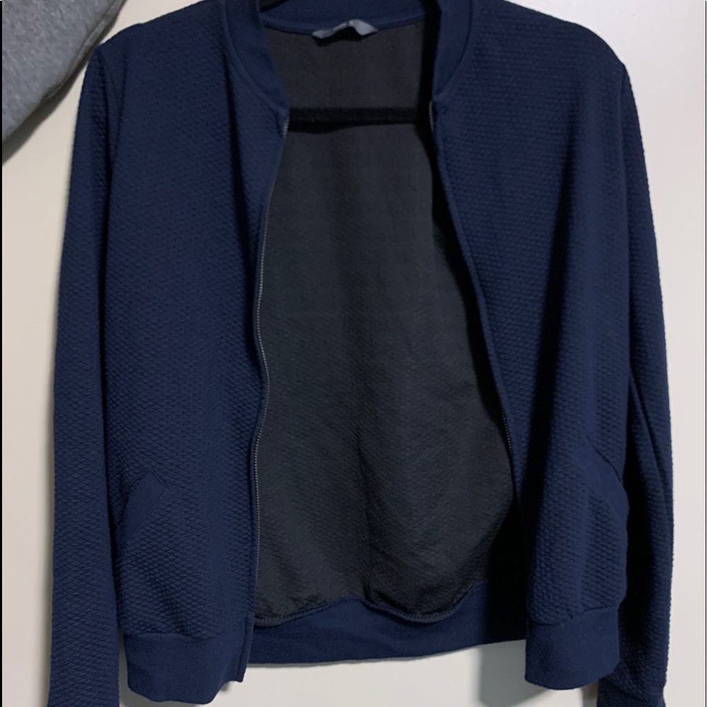 Blue bomber jacket